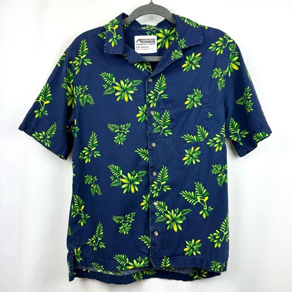 Mountain Khakis Mens Sz S Navy Floral Relaxed Fit Short Sleeve Button Up Shirt - Picture 1 of 9